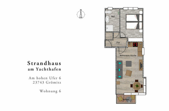 Ferienwohnung in Grömitz - Strandhaus am Yachthafen App. 6 mit herrlichem Ostseeblick - Bild 15