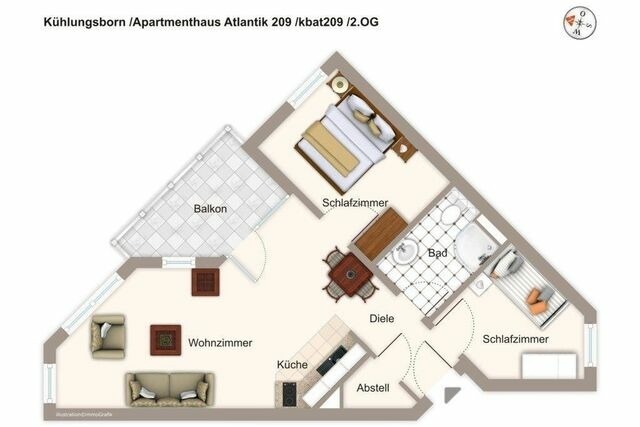 Ferienwohnung in K&uuml;hlungsborn - Haus Atlantik, WE 2.09 - Bild 9